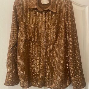 Anthropologie Copper Mesh Blouse
